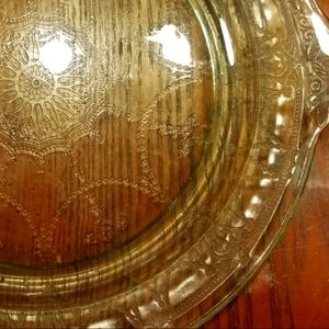 Depression Glass Cameo Platter Handled Green Glass Serving Plate Anchor Hocking